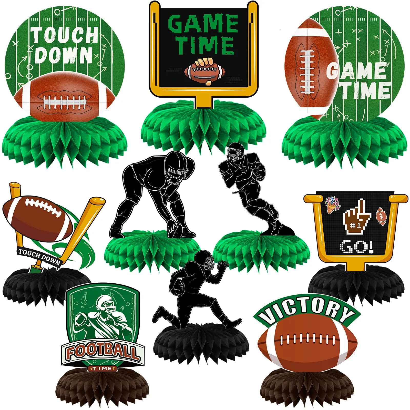 10PCS Football Party Decorations Football Table Centerpiece Super Bowl Party Decorations Table Toppers for Football Gameday Tailgate Party Football Birthday Party Decorations