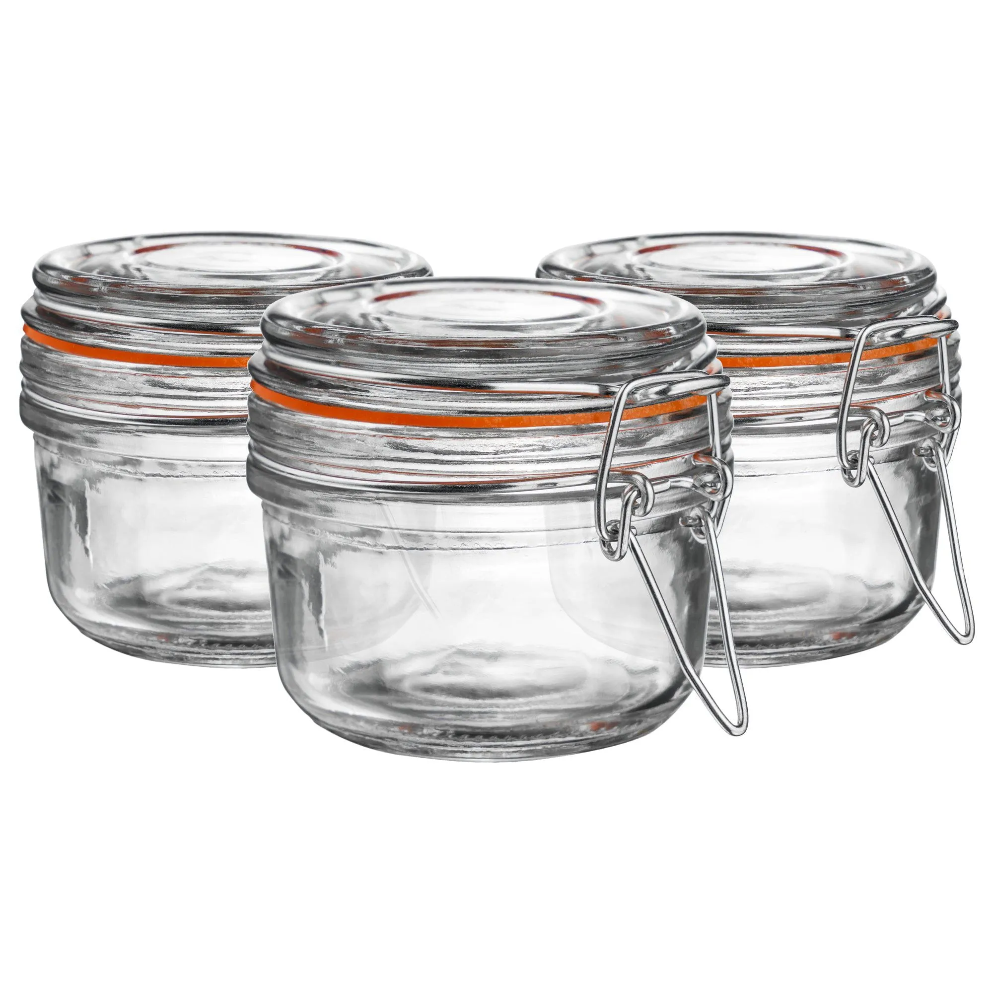 125ml Glass Storage Jars   Four Free Coloured Seals Per Jar - Pack of Three