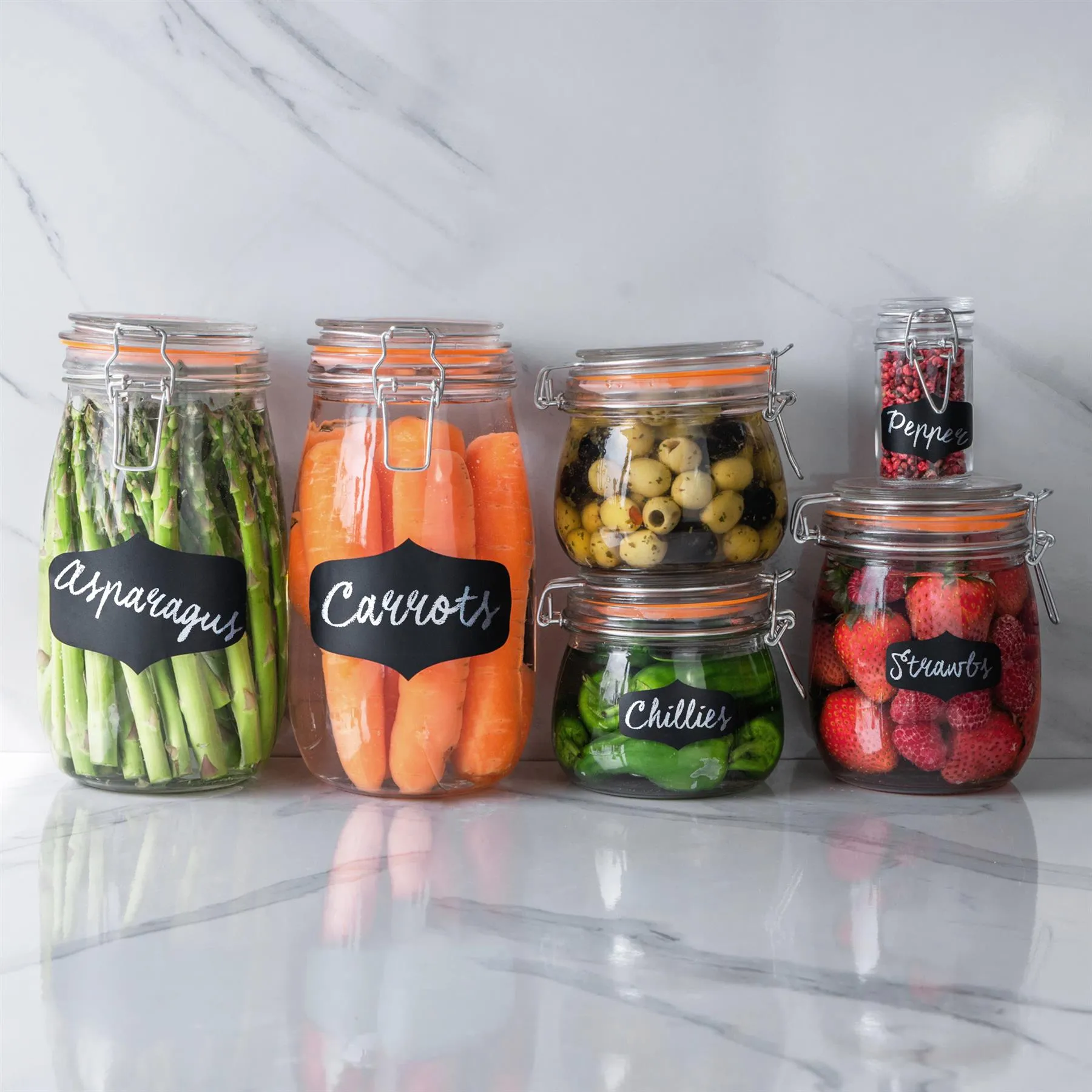 125ml Glass Storage Jars   Four Free Coloured Seals Per Jar - Pack of Three