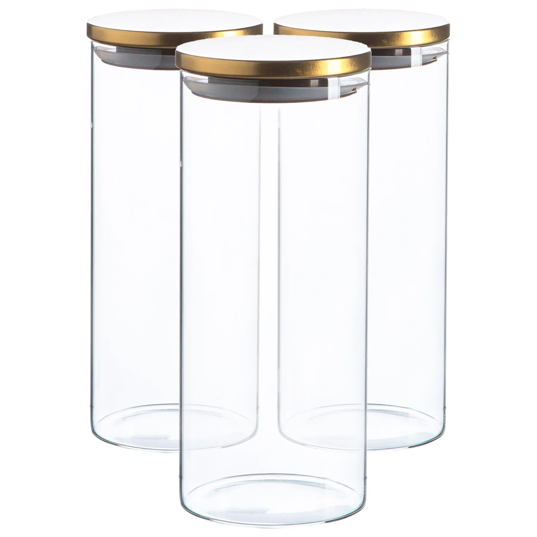 1.5L Scandi Storage Jars with Metallic Lids - Pack of Three - By Argon Tableware