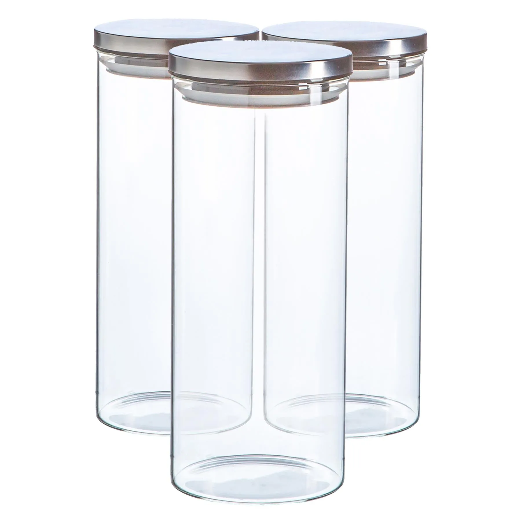 1.5L Scandi Storage Jars with Metallic Lids - Pack of Three - By Argon Tableware