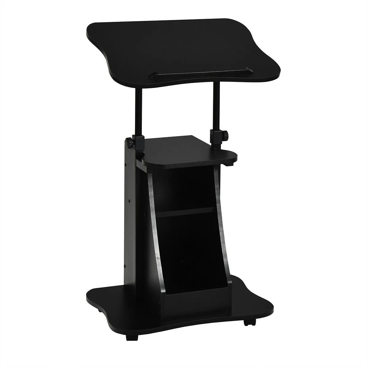 2 in 1 Height Adjustable Laptop Desk with Storage - Black