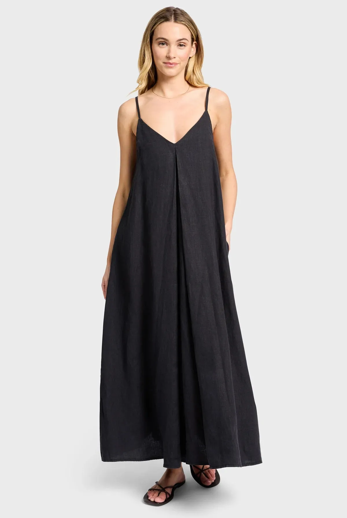 ACADEMY BRAND -  Hampton Linen Slip Dress - Black