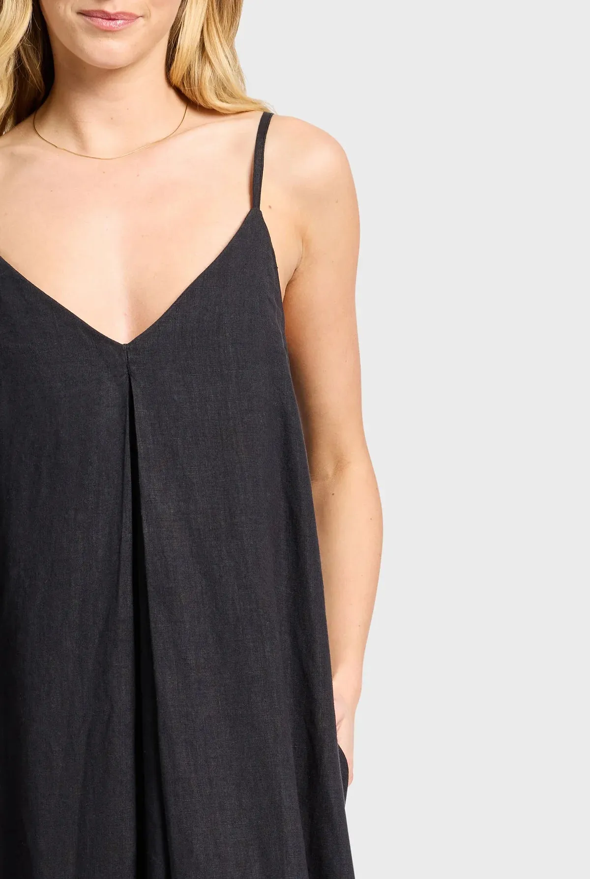 ACADEMY BRAND -  Hampton Linen Slip Dress - Black