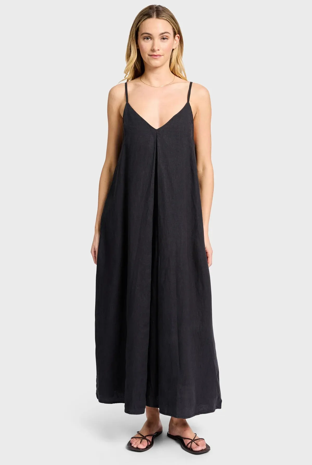 ACADEMY BRAND -  Hampton Linen Slip Dress - Black