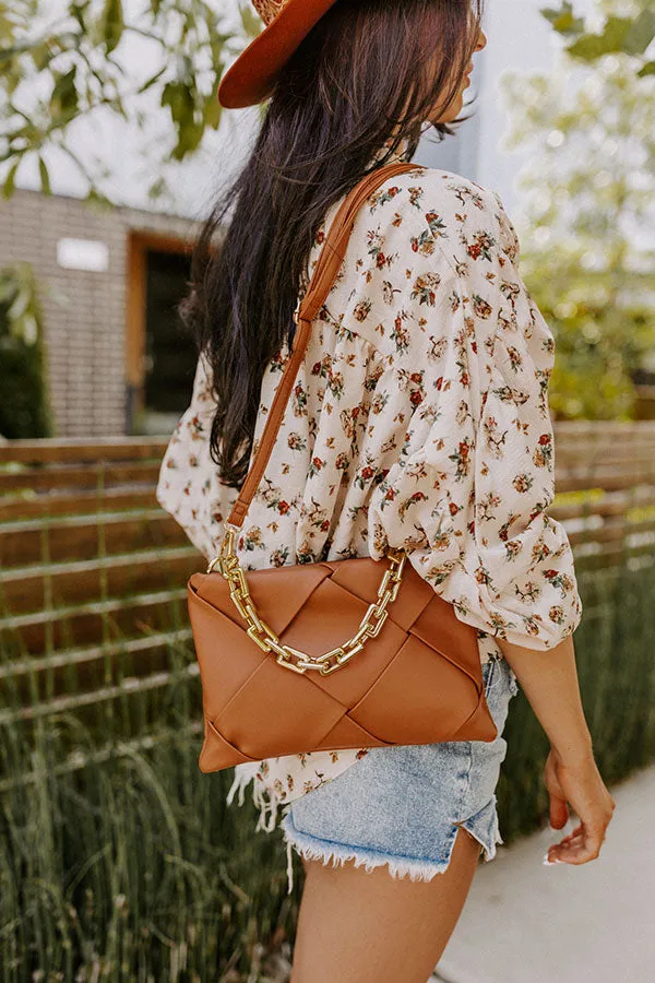 Address The Room Faux Leather Clutch In Camel