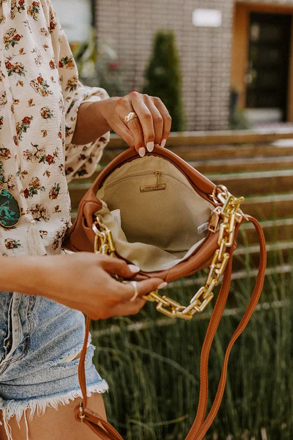 Address The Room Faux Leather Clutch In Camel