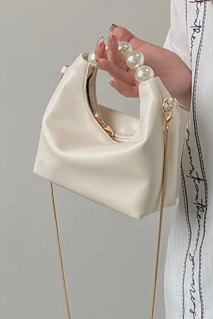 Adored PU Leather Pearl Handbag