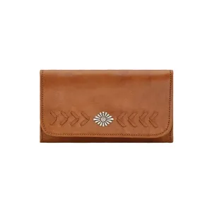 American West Womens Mohave Canyon Natural Tan Leather Trifold Wallet