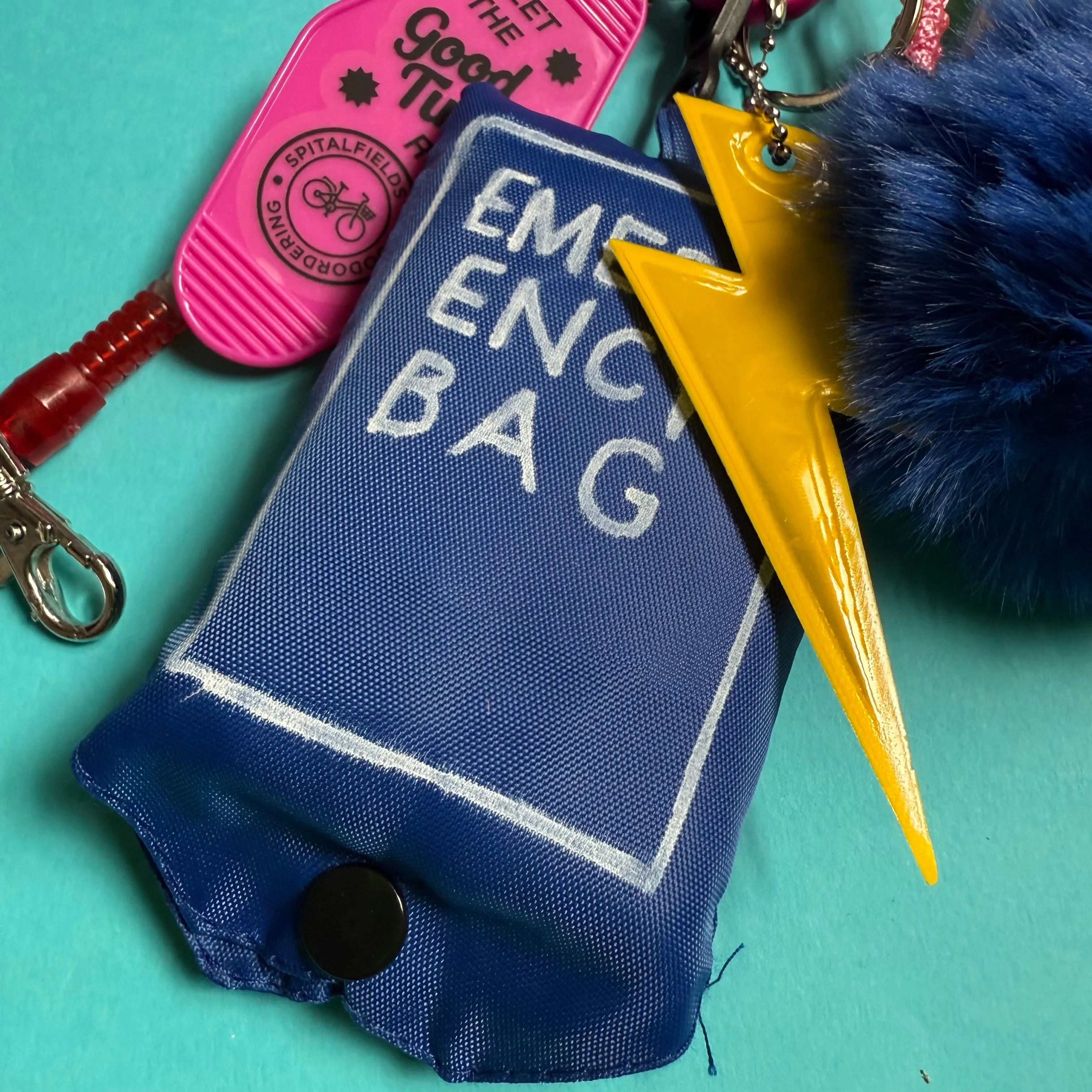 Bag charm and keyring fluffy blue