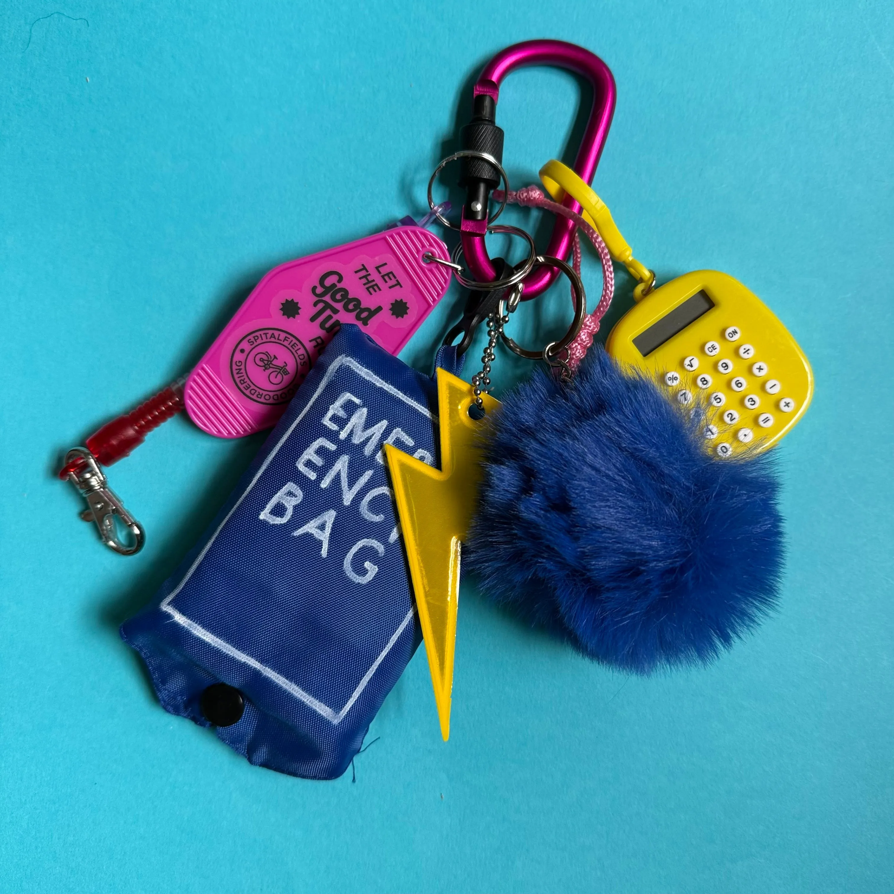 Bag charm and keyring fluffy blue