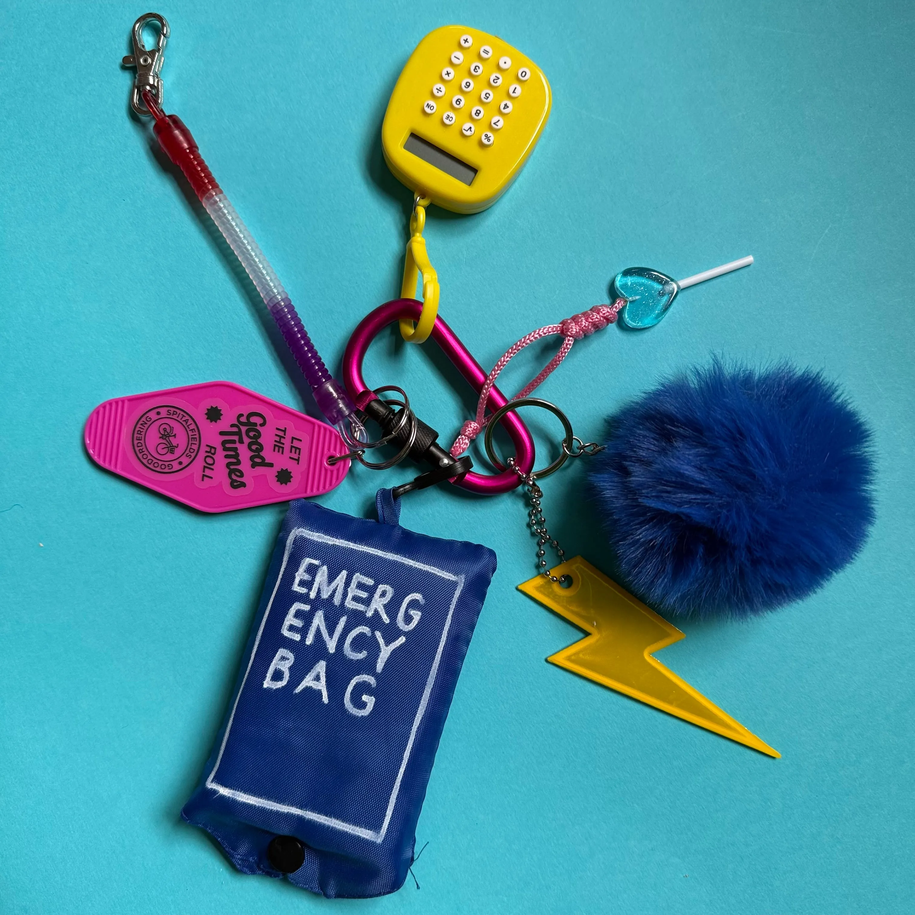 Bag charm and keyring fluffy blue