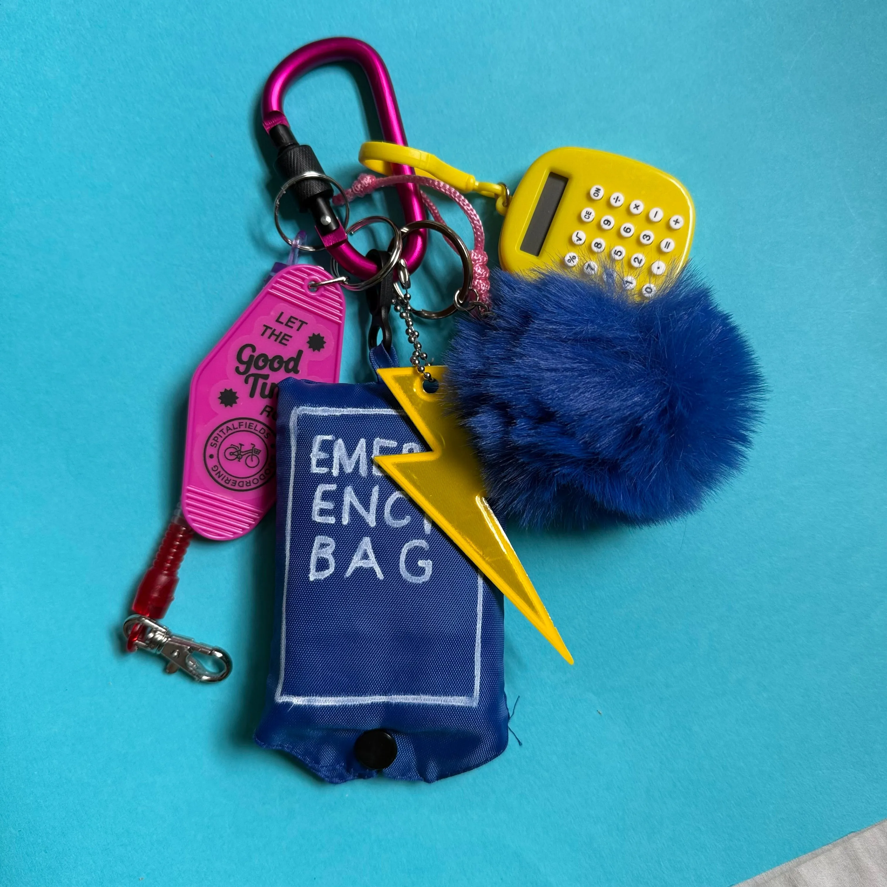 Bag charm and keyring fluffy blue