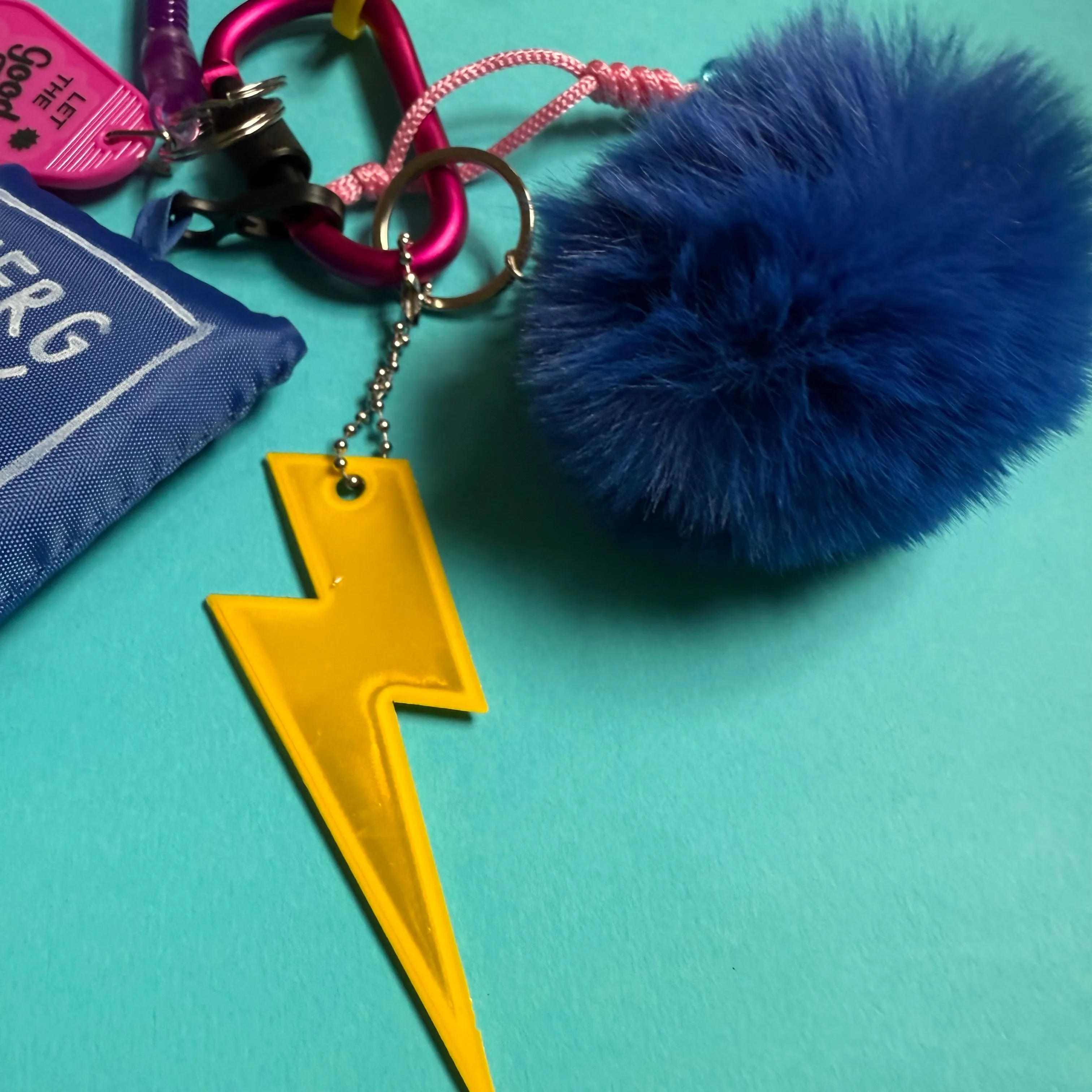 Bag charm and keyring fluffy blue