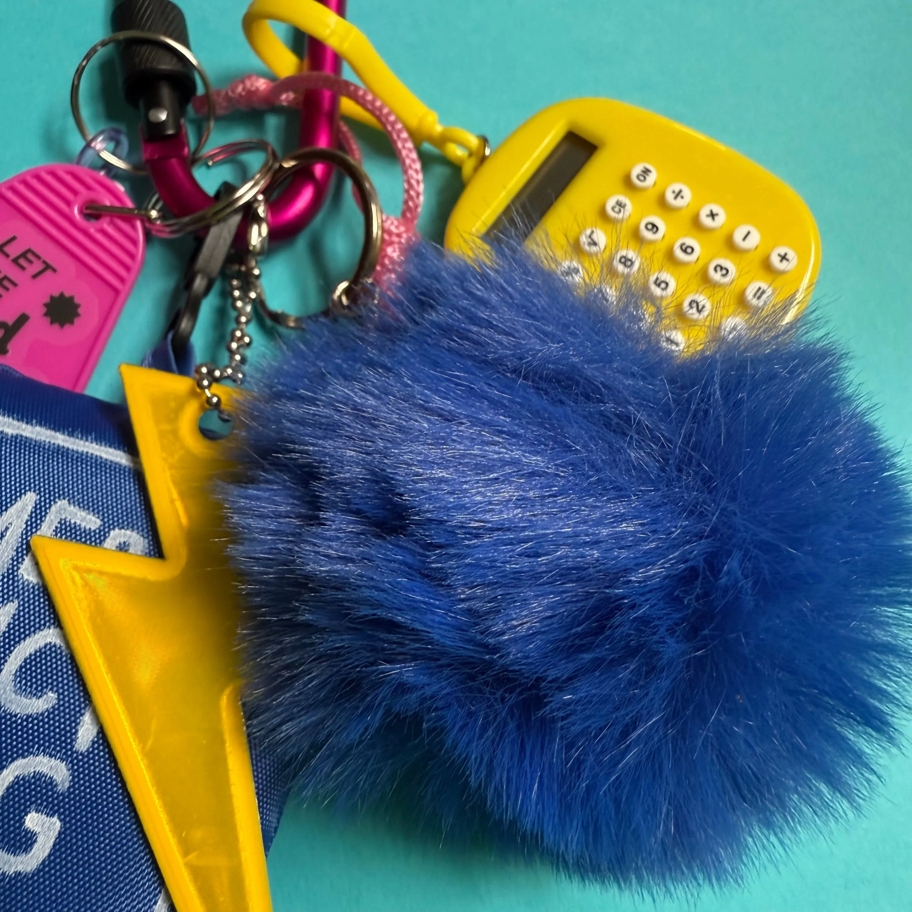 Bag charm and keyring fluffy blue