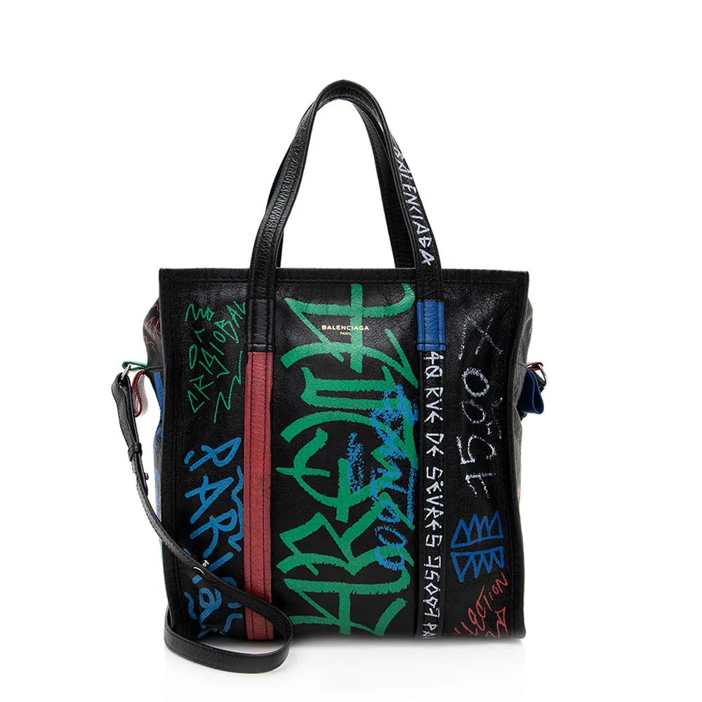 Balenciaga Agneau Graffiti Bazar Small Shopper Tote