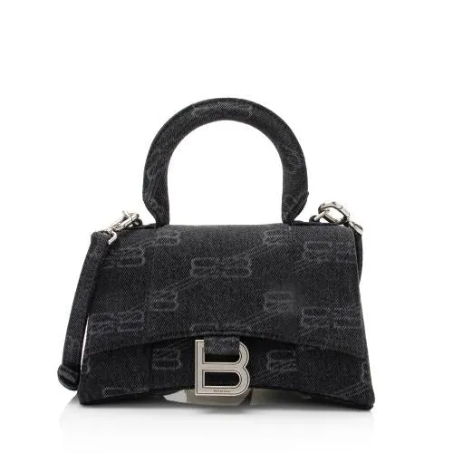 Balenciaga BB Monogram Denim Hourglass XS Satchel