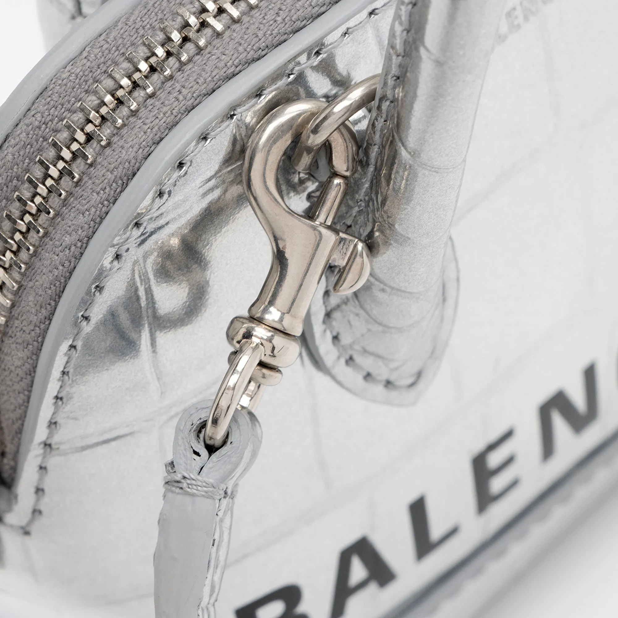 Balenciaga Metallic Croc Embossed Ville Mini Top Handle