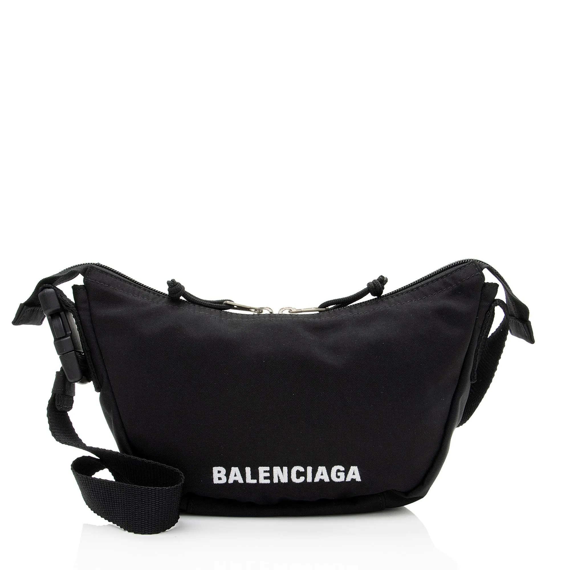 Balenciaga Recycled Nylon Logo Wheel Shoulder Bag