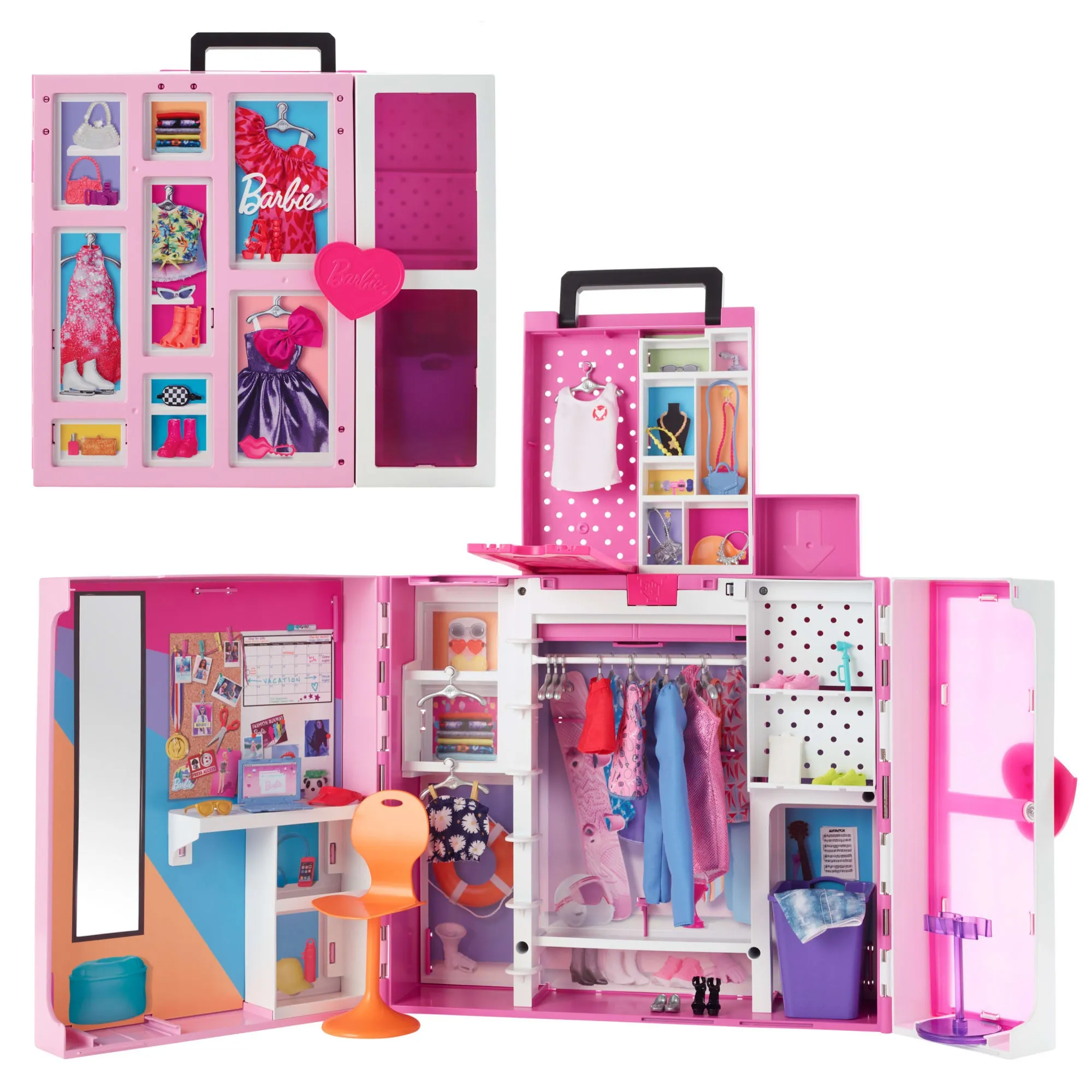 Barbie Closet Playset With 35  Accessories, 5 Complete Looks, Pop-Up 2nd Level, Dream Closet