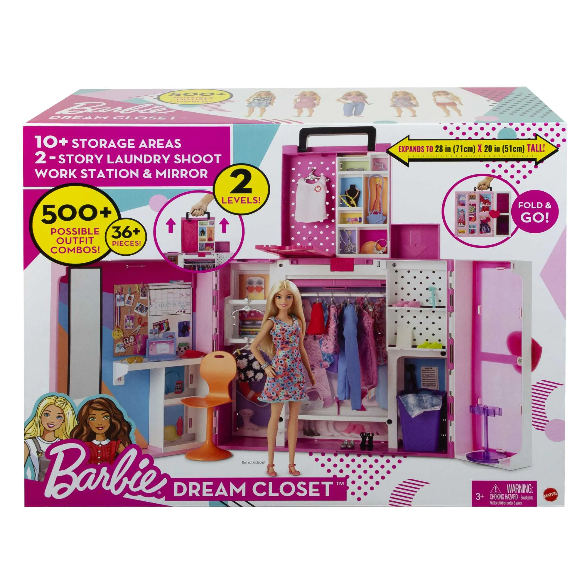 Barbie Closet Playset With 35  Accessories, 5 Complete Looks, Pop-Up 2nd Level, Dream Closet