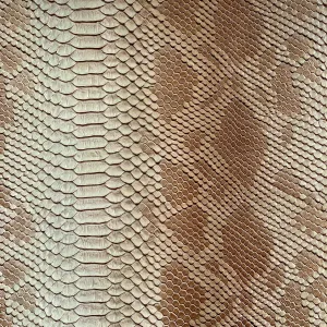 Beige Faux Viper Sopythana Snake Skin Vinyl Fabric