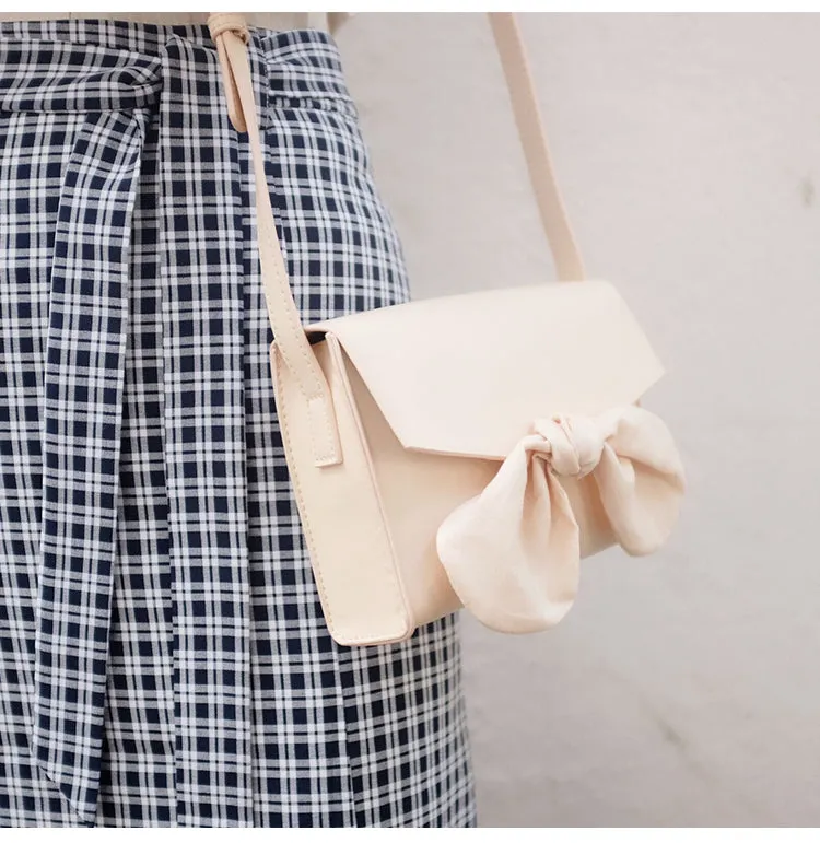 Beige LEATHER WOMEN Bowknot SHOULDER BAG FOR WOMEN