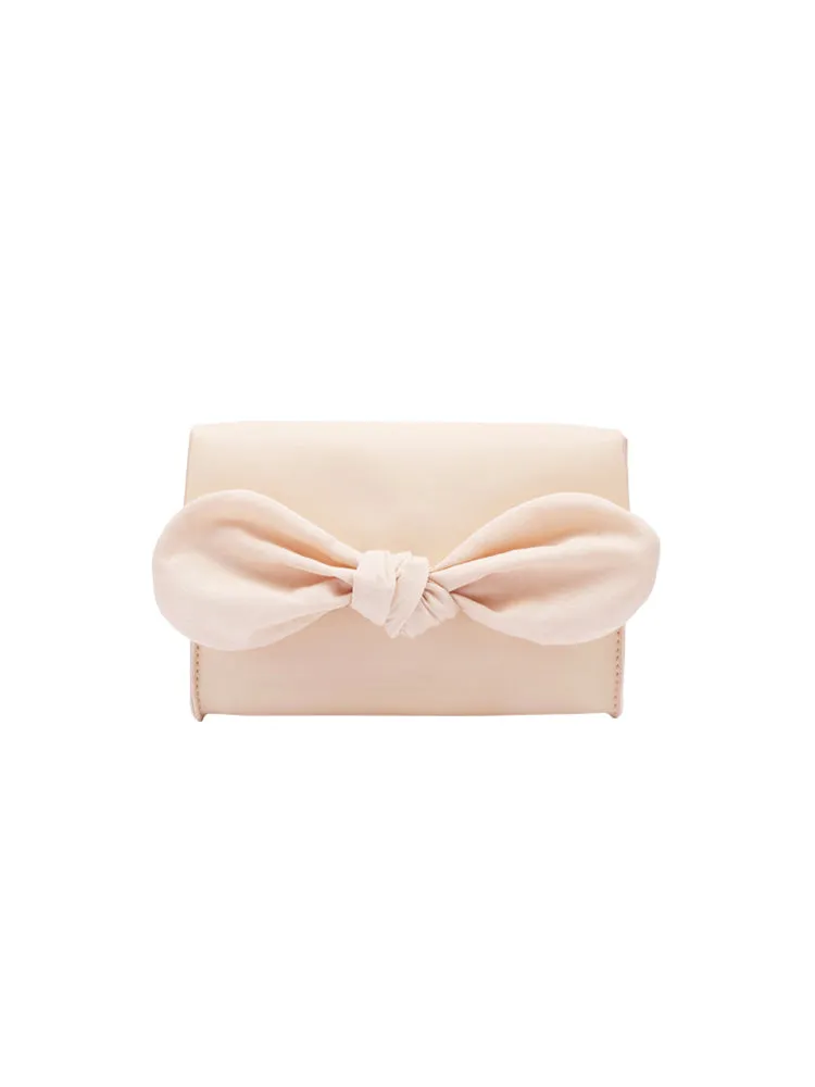 Beige LEATHER WOMEN Bowknot SHOULDER BAG FOR WOMEN