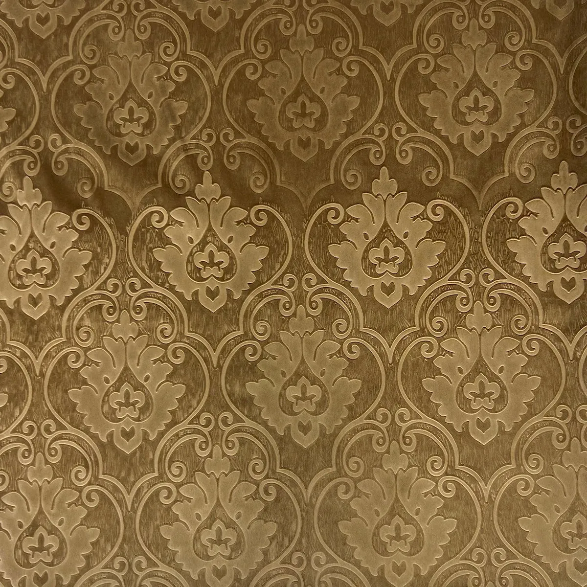 Beige Royalty Damask Embossed Velvet Upholstery Drapery Fabric