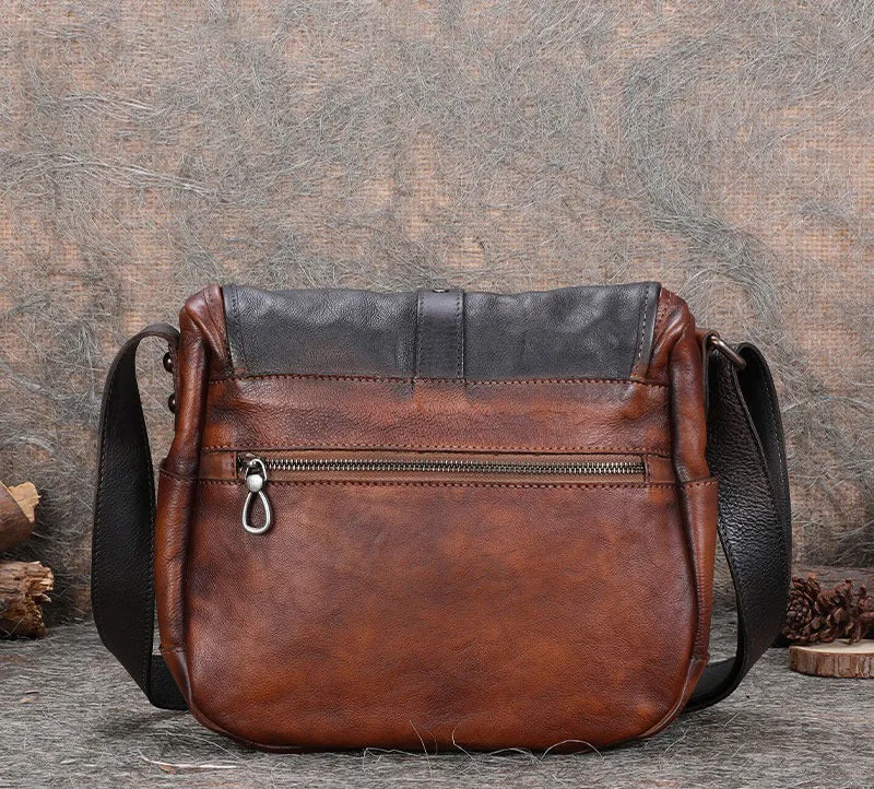 Best Brown Leather Womens Shoulder Bag Vintage School Messenger Bag for Ladies