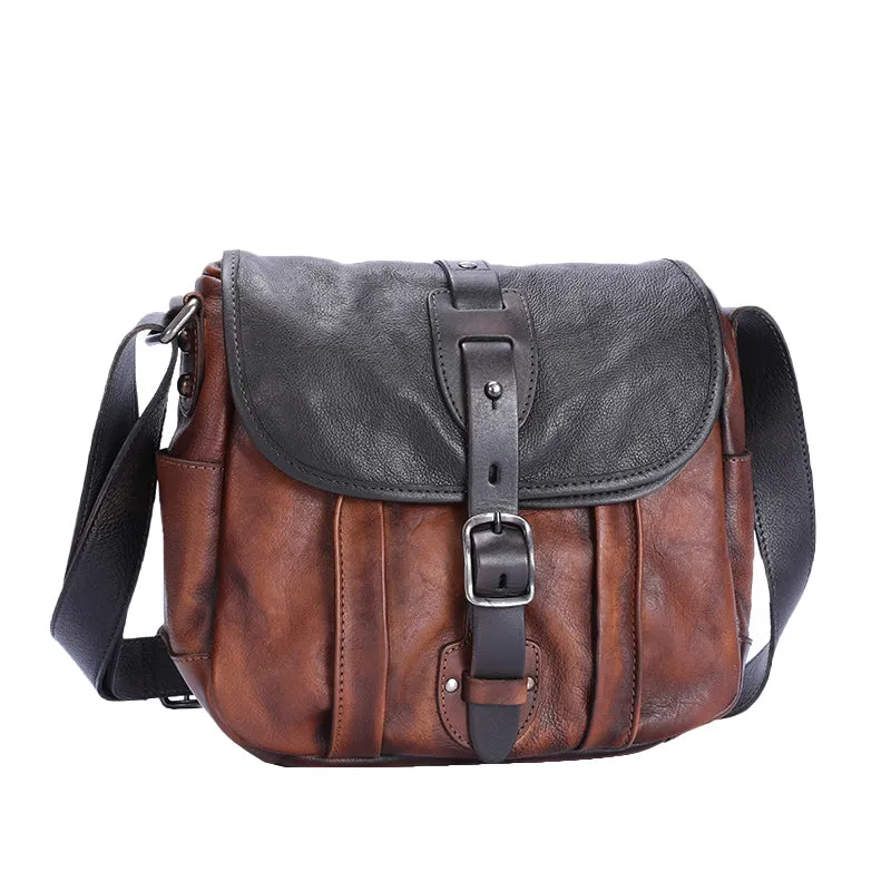 Best Coffee Leather Womens Shoulder Bag Vintage School Messenger Bag for Ladies