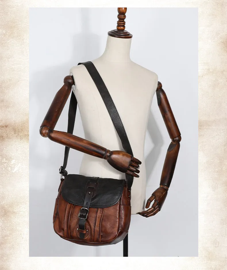 Best Coffee Leather Womens Shoulder Bag Vintage School Messenger Bag for Ladies