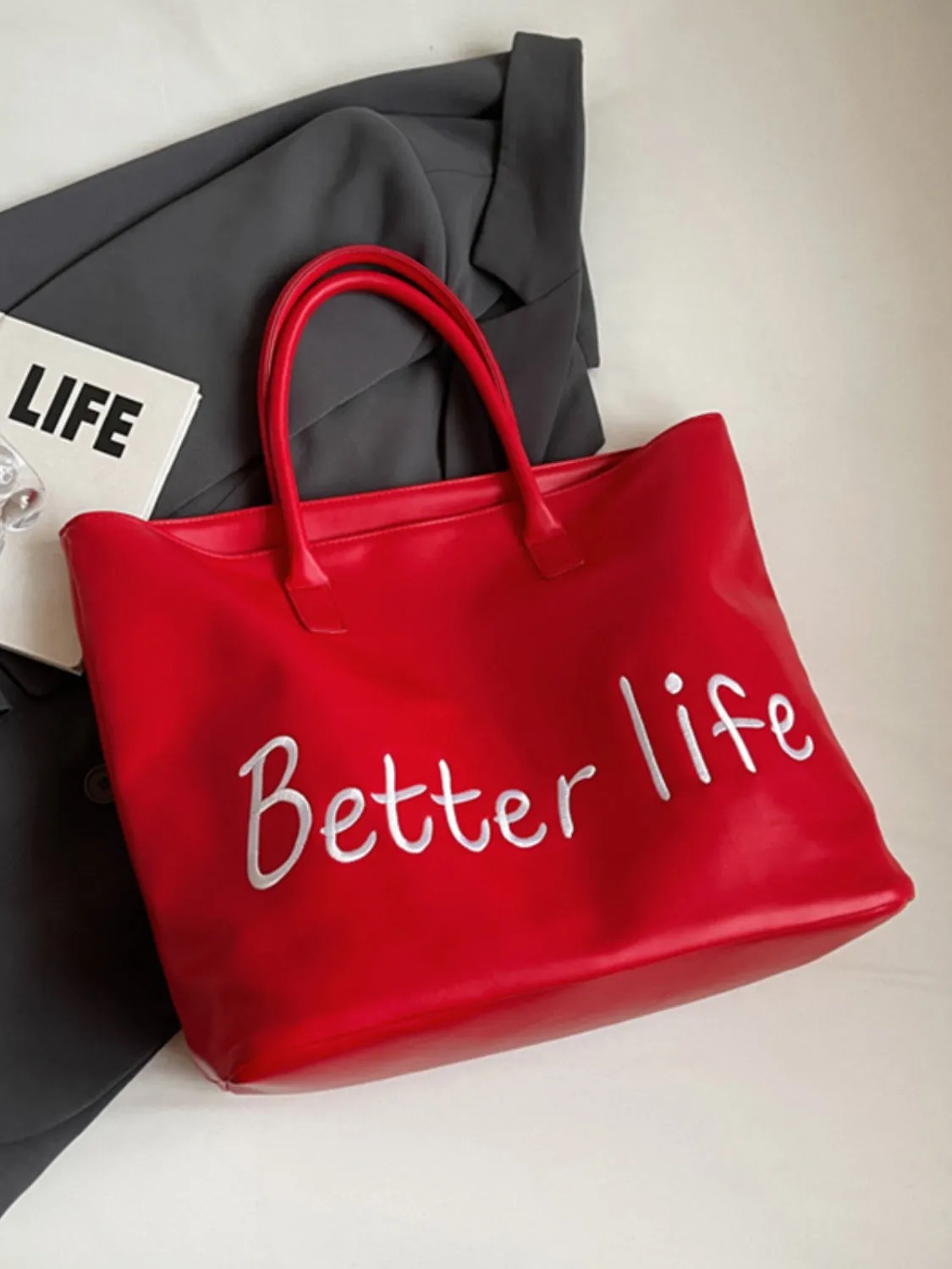 BETTER LIFE PU Leather Tote Bag