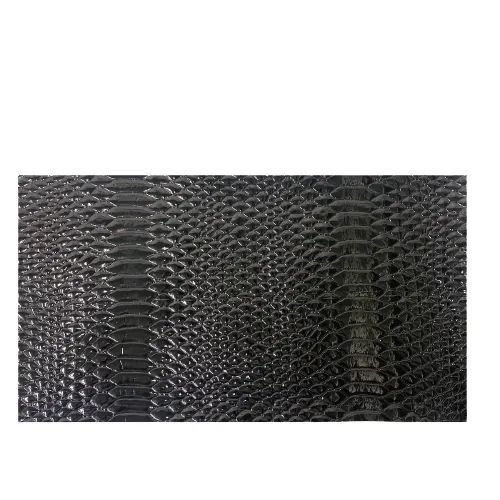 Black Culebra Patent 3D Embossed Snake Skin Vinyl Fabric