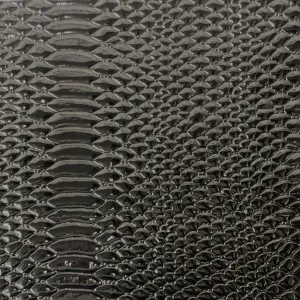 Black Culebra Patent 3D Embossed Snake Skin Vinyl Fabric