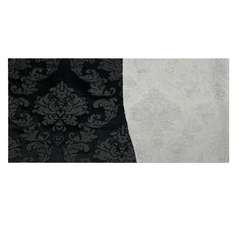 Black Damask Embossed Velvet Upholstery Drapery Fabric