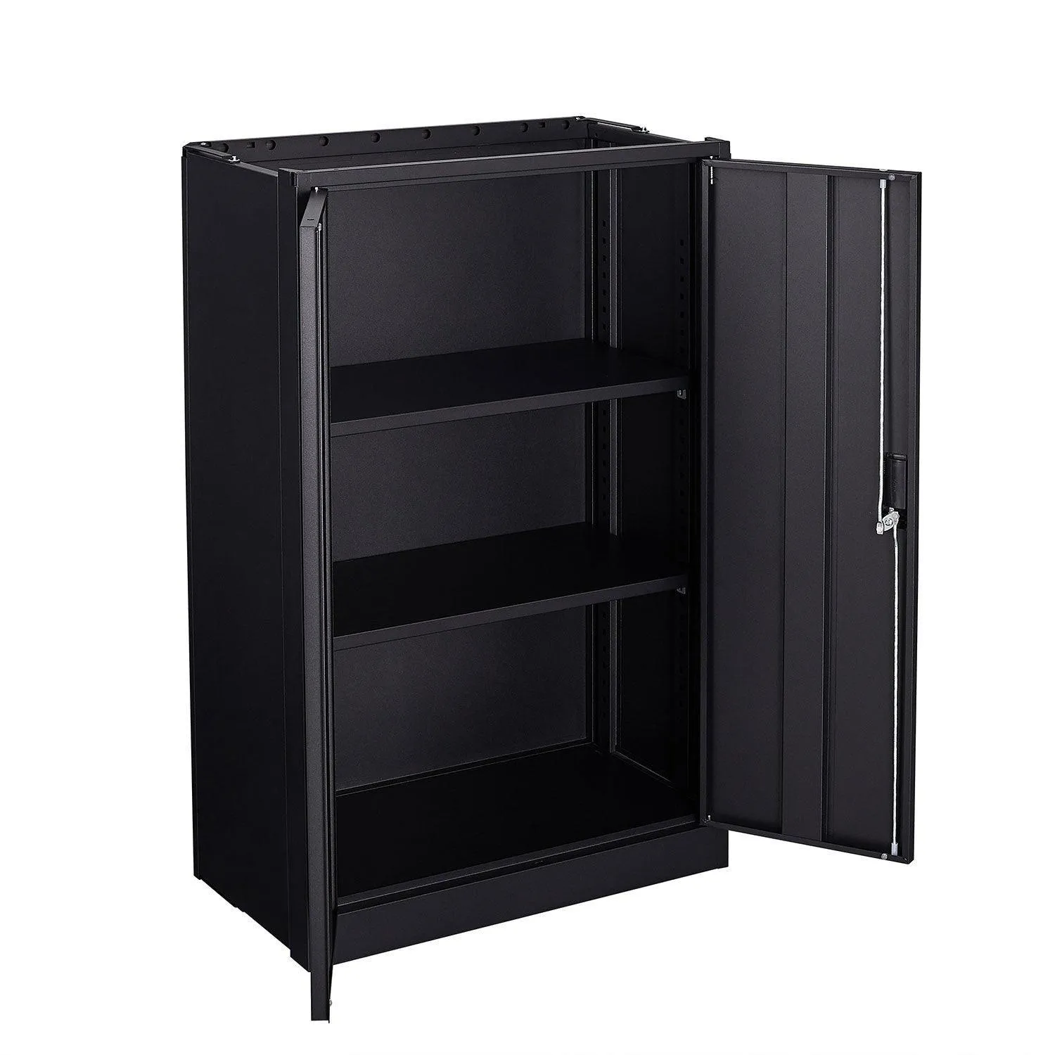 Black Metal Storage Cabinet with Locking Doors, Adjustable Shelf for Home/Office