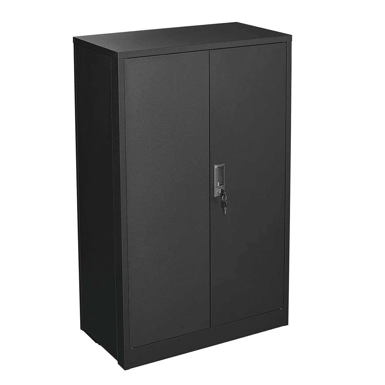 Black Metal Storage Cabinet with Locking Doors, Adjustable Shelf for Home/Office