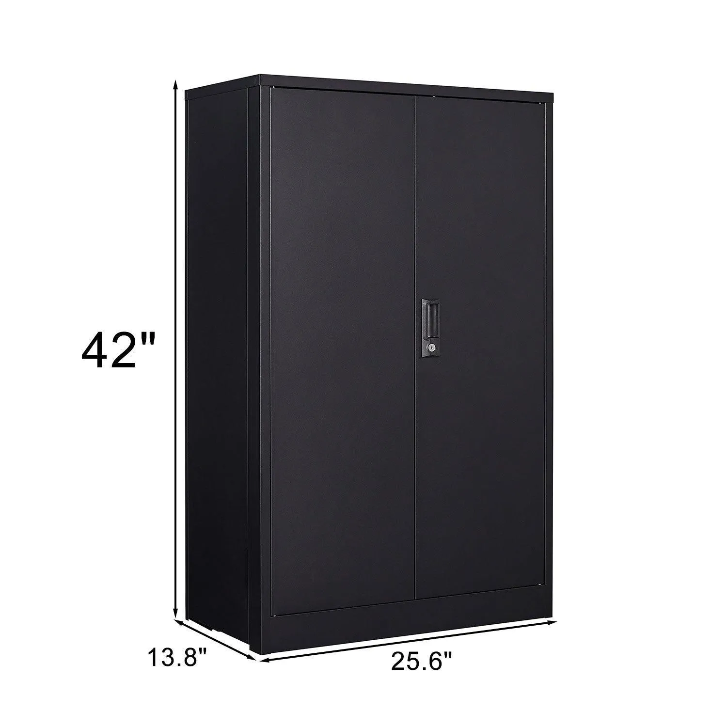 Black Metal Storage Cabinet with Locking Doors, Adjustable Shelf for Home/Office