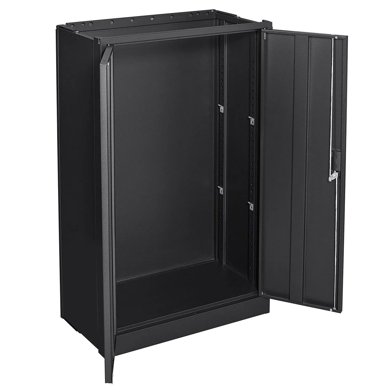 Black Metal Storage Cabinet with Locking Doors, Adjustable Shelf for Home/Office