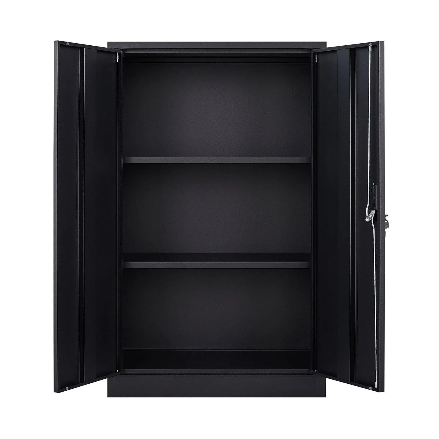 Black Metal Storage Cabinet with Locking Doors, Adjustable Shelf for Home/Office