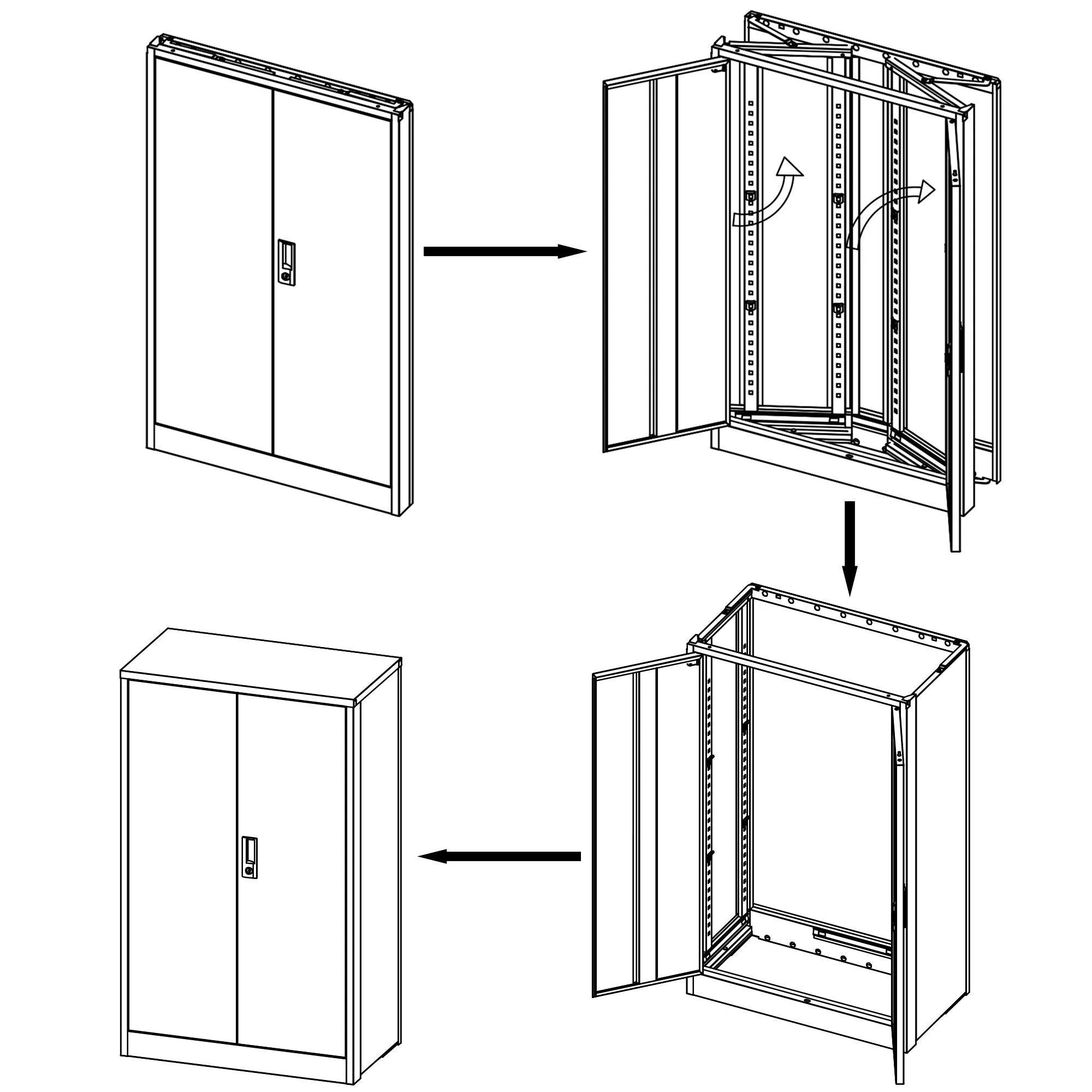 Black Metal Storage Cabinet with Locking Doors, Adjustable Shelf for Home/Office