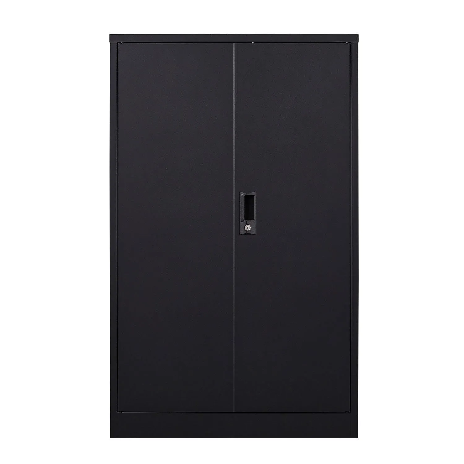 Black Metal Storage Cabinet with Locking Doors, Adjustable Shelf for Home/Office