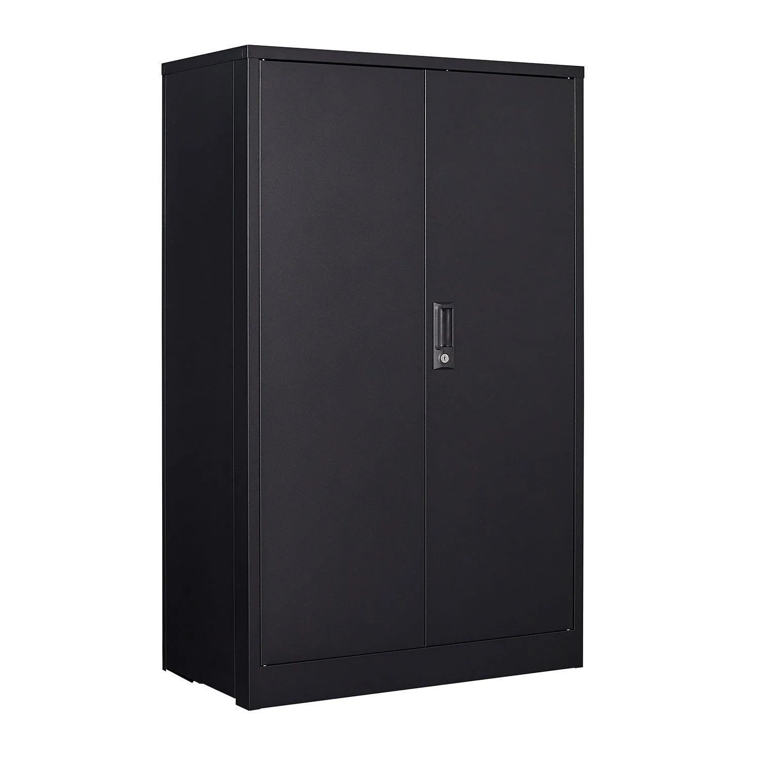 Black Metal Storage Cabinet with Locking Doors, Adjustable Shelf for Home/Office