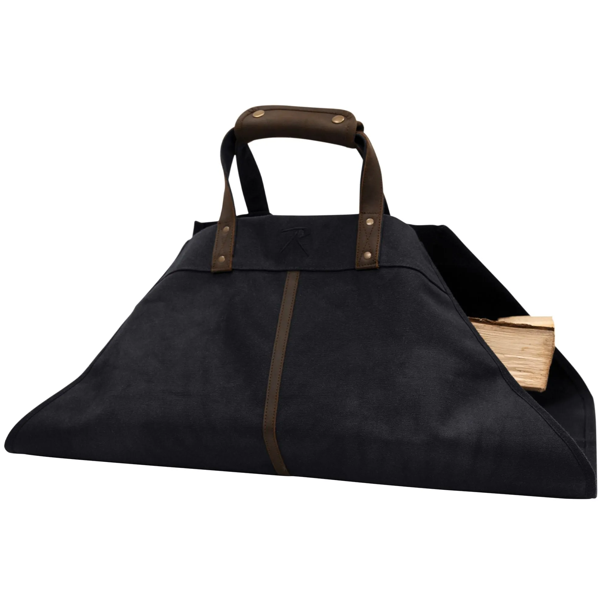 Black - Wax Canvas Log Carrier – Indoor/Outdoor Firewood Bag – Great for Campfires and Fireplaces