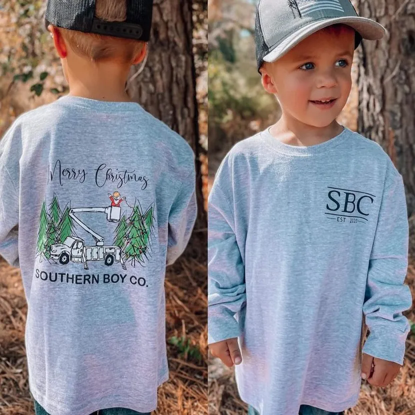 Bucket Truck Christmas Long Sleeve Kids Tee