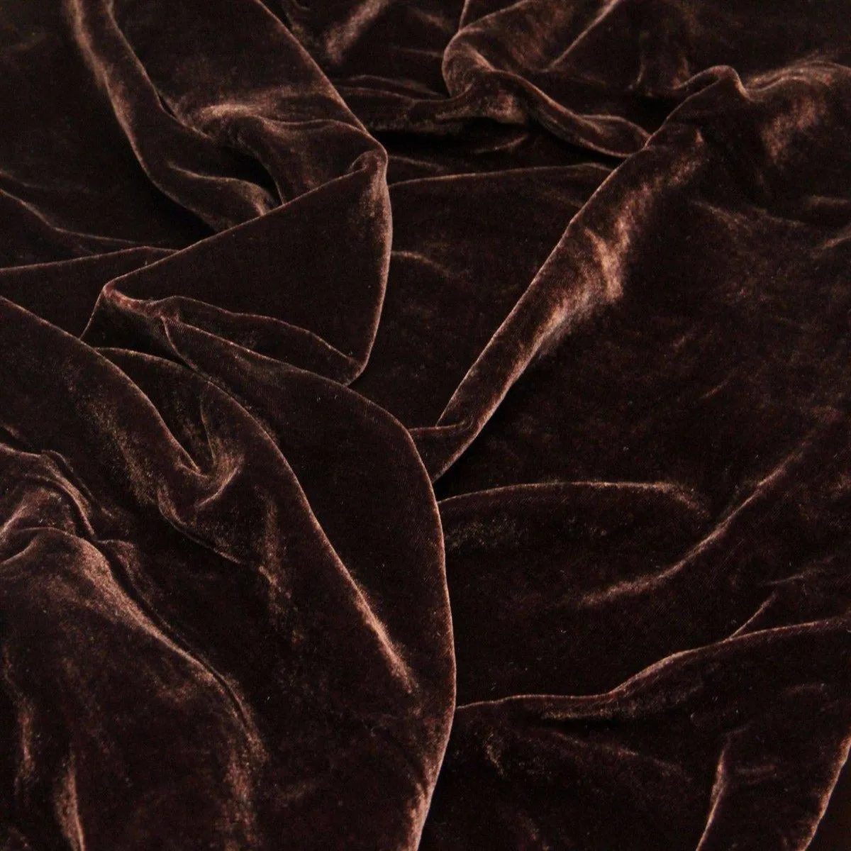 Dark Brown Silk Velvet Fabric