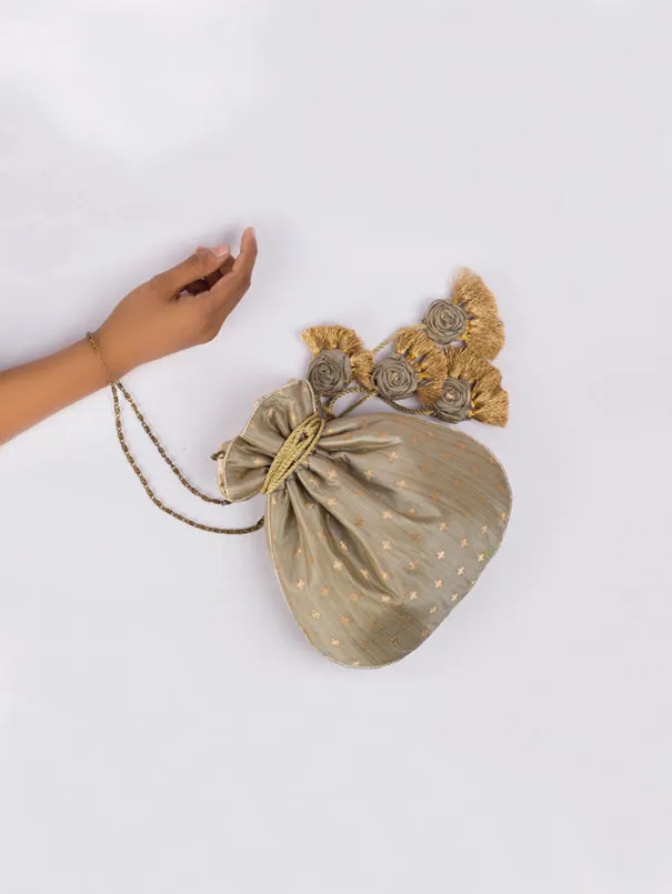 Deep Grey Chandani Potli Bag