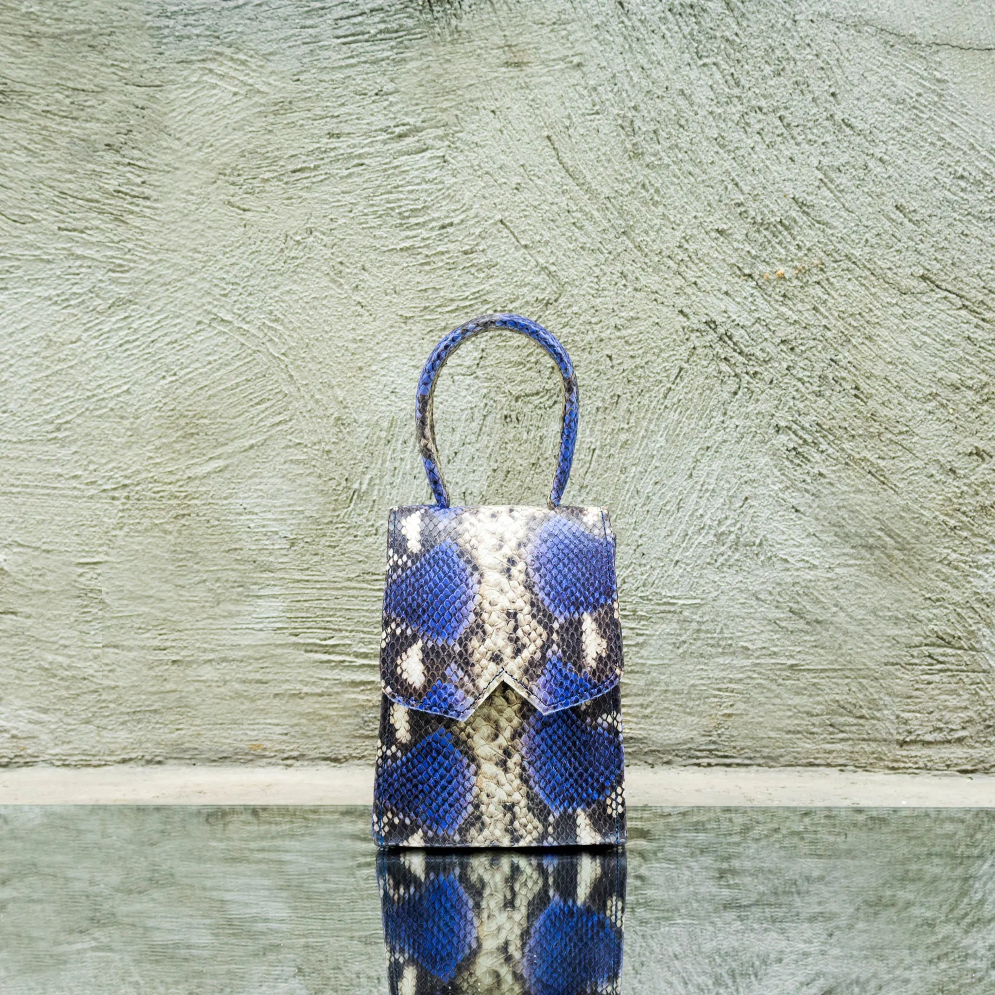 Egyptian Blue Python Print Mini Bag