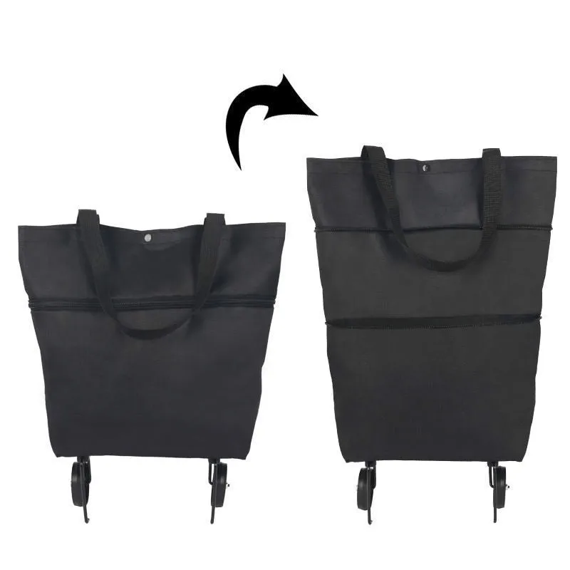 Folding Shopping Pull Cart Trolley Bag With Wheels Foldable Shopping Bags  Reusable Grocery Bags Food Organizer Vegetables Bag